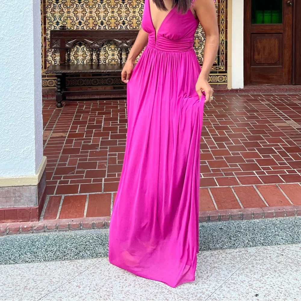 Stunning Feather long Dress Purple/Pink - Picture 4 of 8